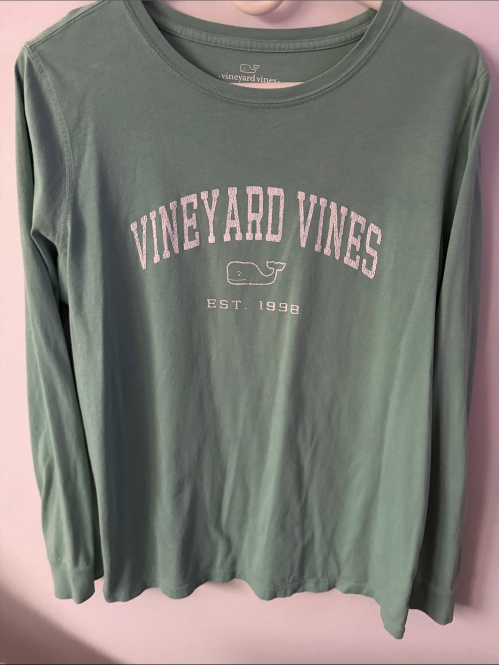 Vineyard Vines Long-Sleeve Logo Tee — Seafoam